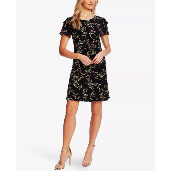 NWT Cece by Cynthia Steffe Black Blustery Buds Floral Shift Dress - Picture 6 of 8